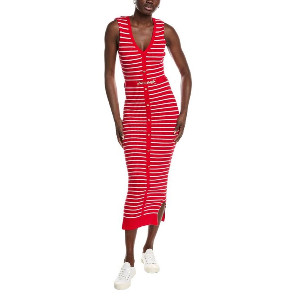 Marion Womens  V-Neck Stripe Bodycon Dress, Red